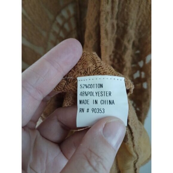 Rebellion Womens L Kimono Duster Brown Open Front Short Sleeve Boho Mesh Top - Picture 7 of 7